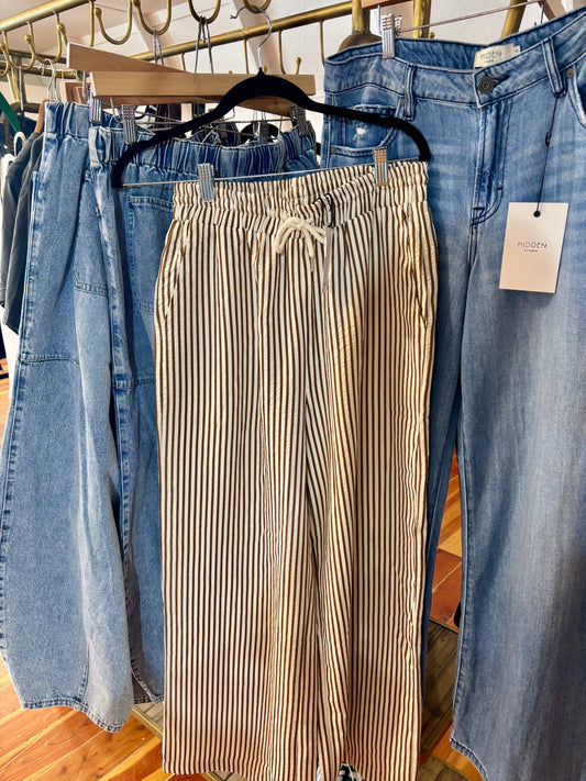 Striped Wide Leg Drawstring Pants