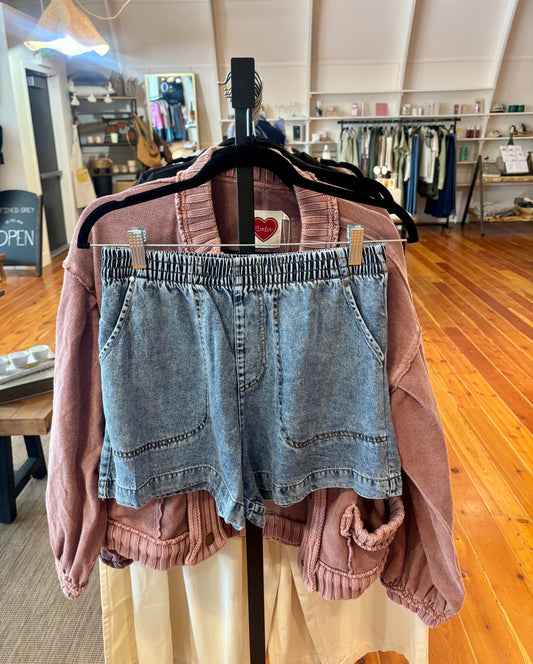Chambray Mini Shorts