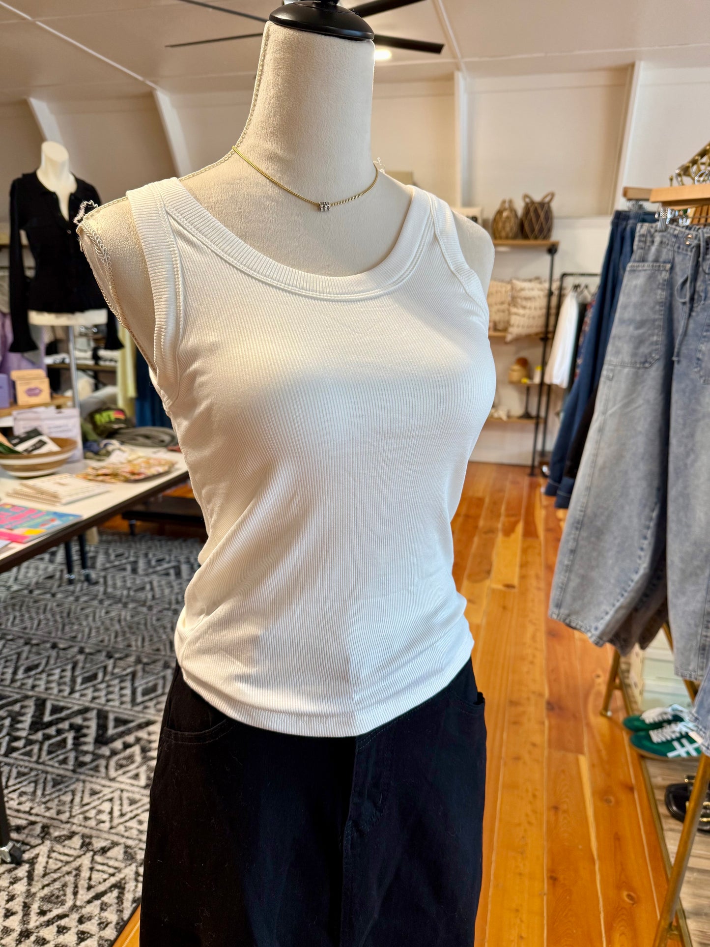 Ribbed Tank with Built-In Bra
