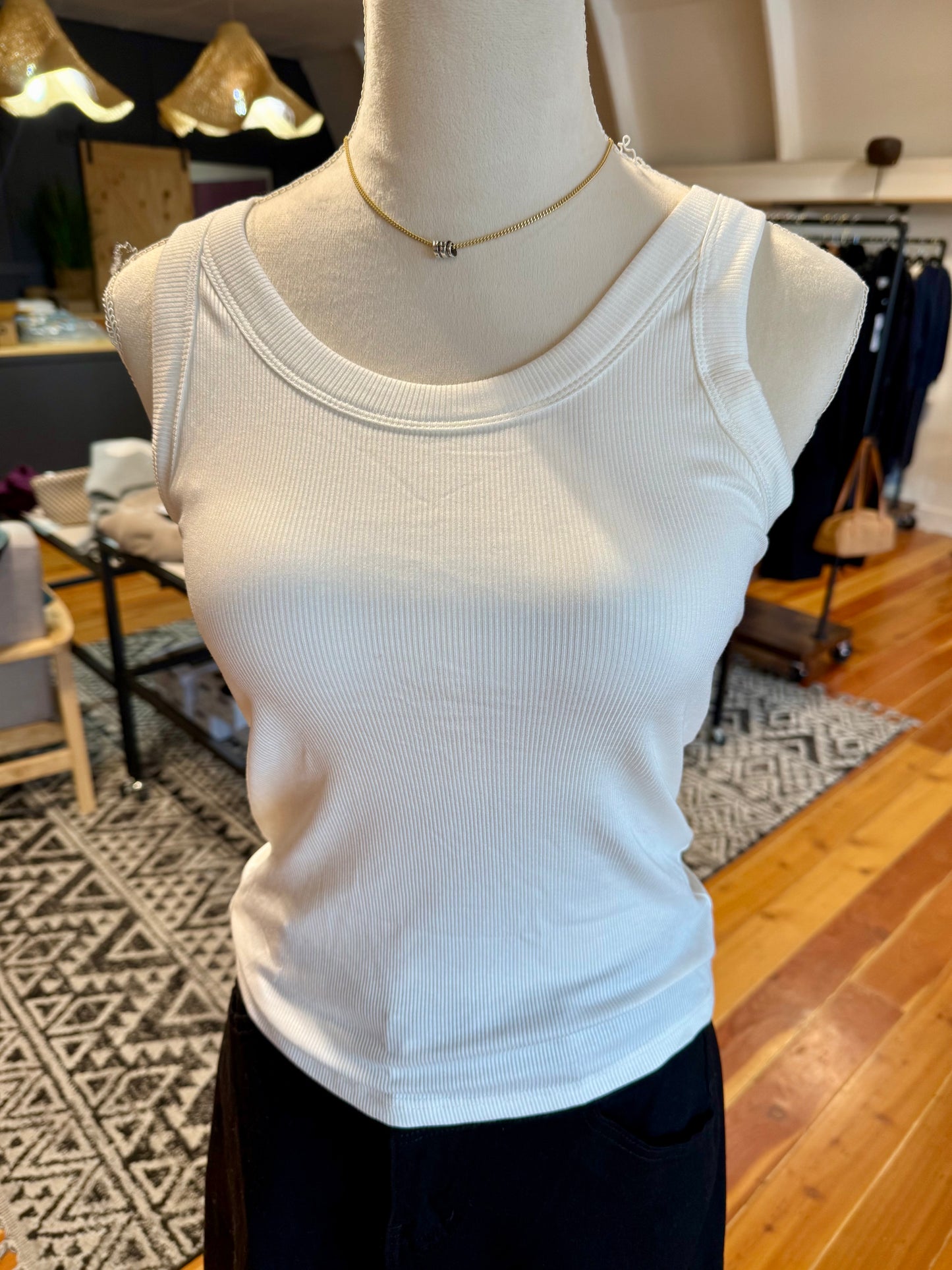 Ribbed Tank with Built-In Bra
