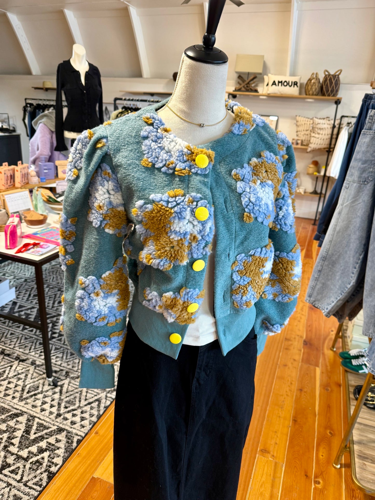 Vintage Floral Knit Cardigan Jacket