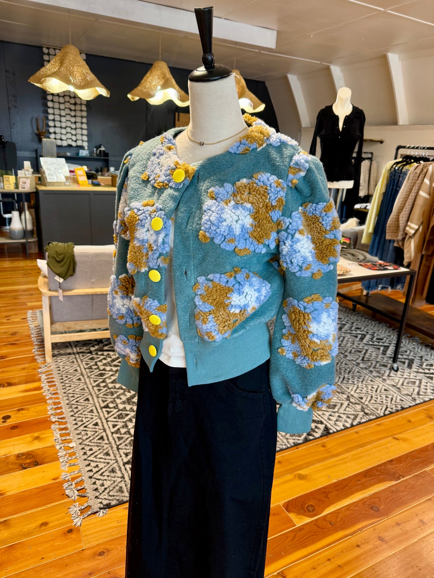 Vintage Floral Knit Cardigan Jacket