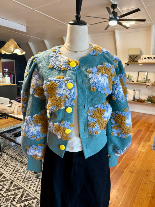 Vintage Floral Knit Cardigan Jacket