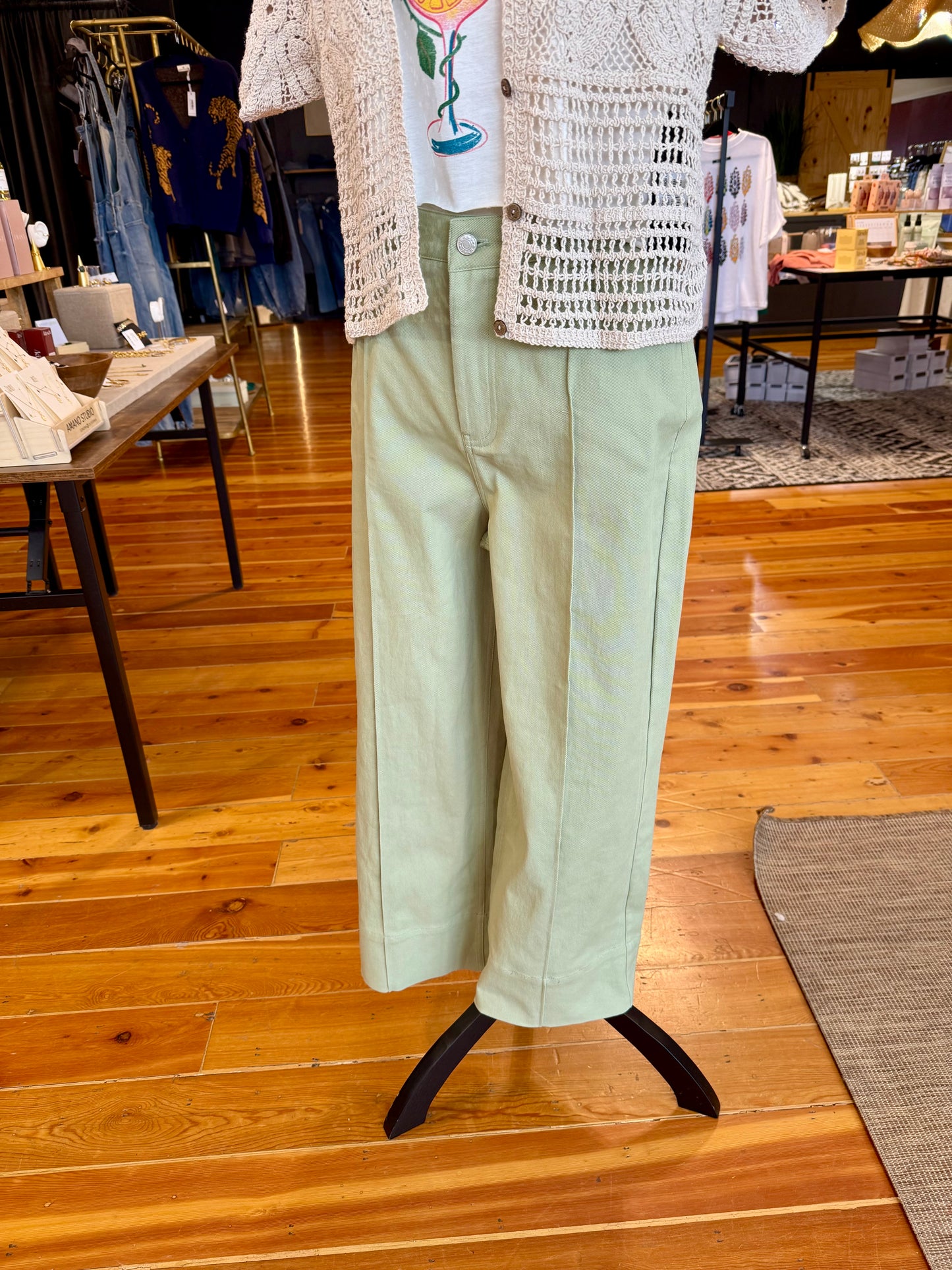 Pintuck Wide Leg Pants