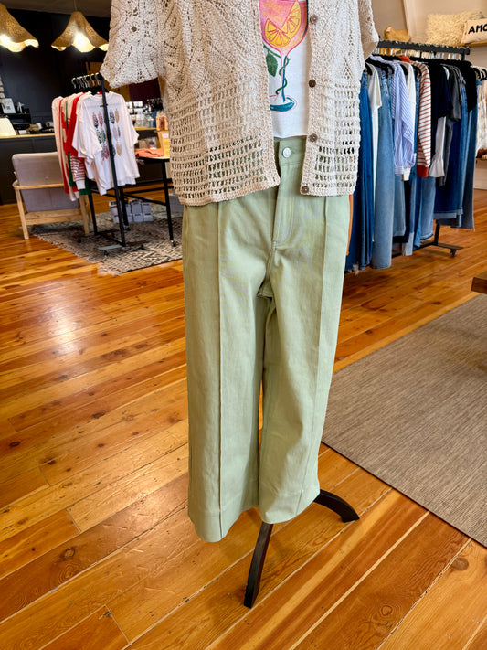 Pintuck Wide Leg Pants