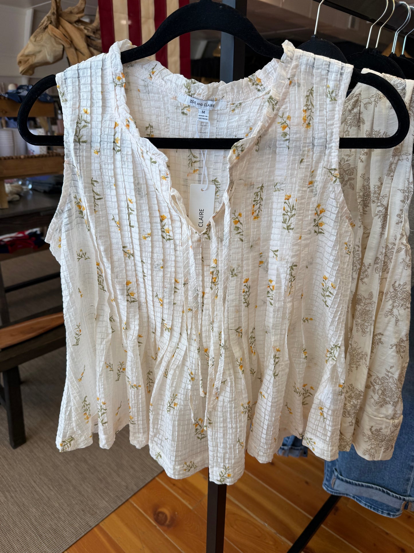Flower Detail Front Tie Top