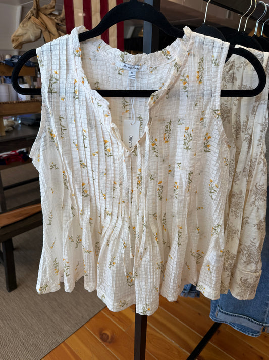 Flower Detail Front Tie Top