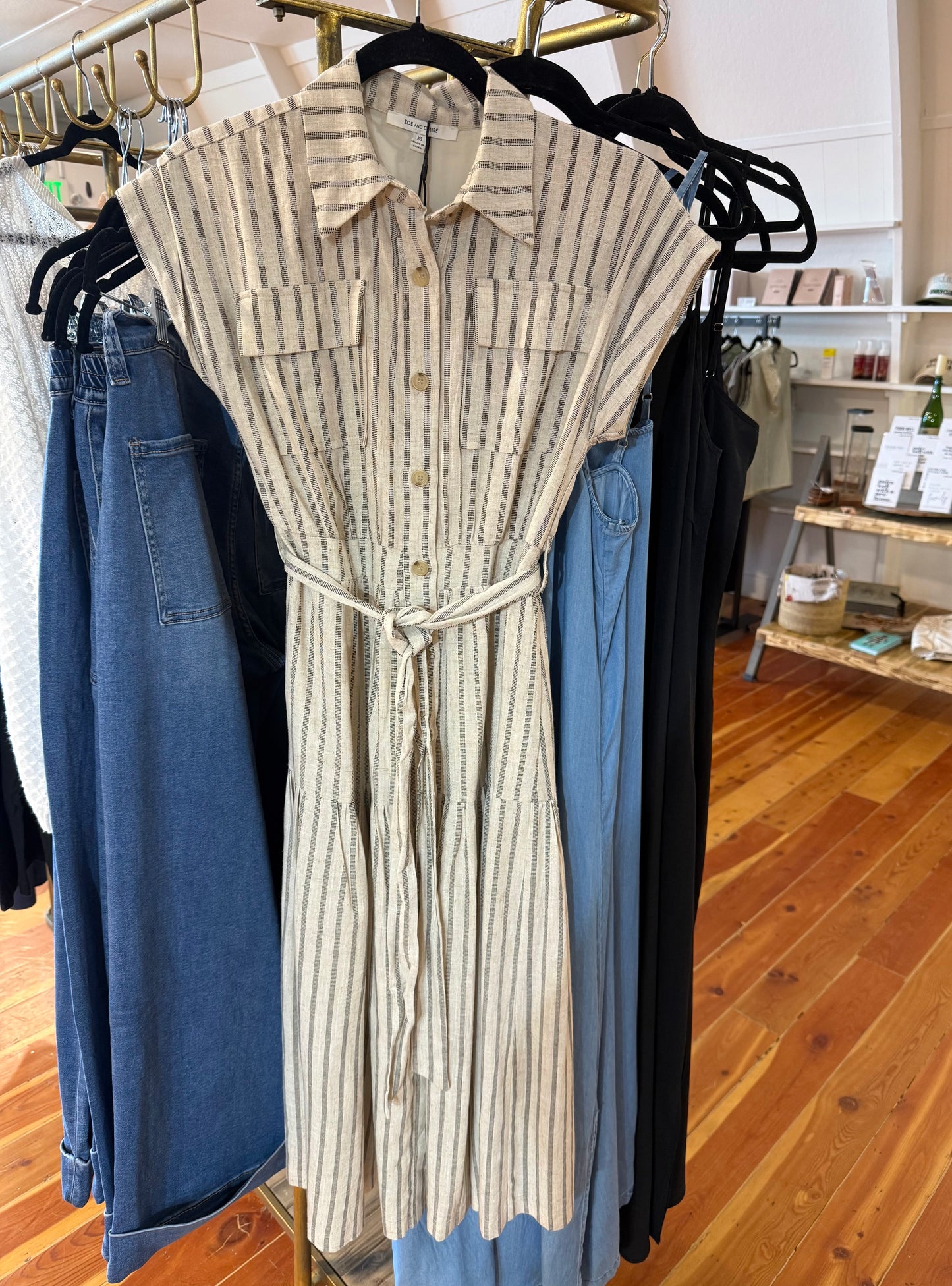 Button Front Striped Dress