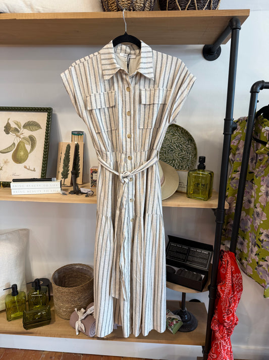 Button Front Striped Dress