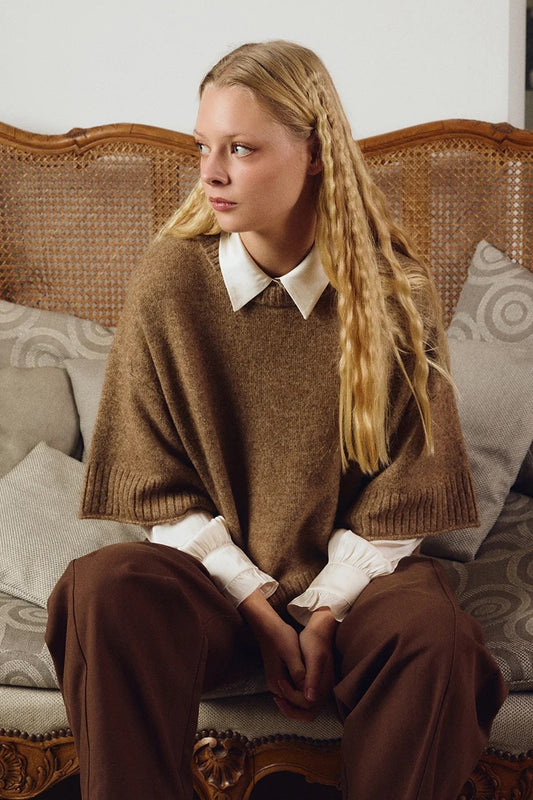 Camel Flared Knit Sweater