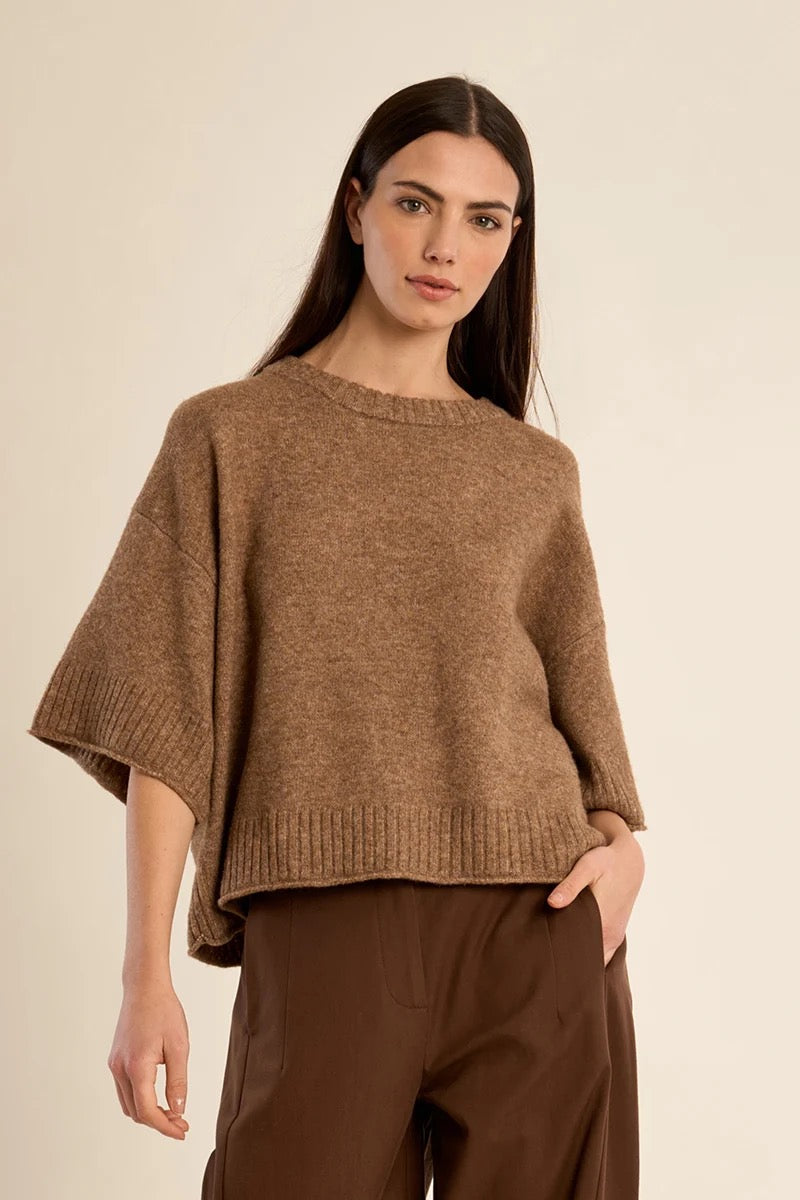 Camel Flared Knit Sweater