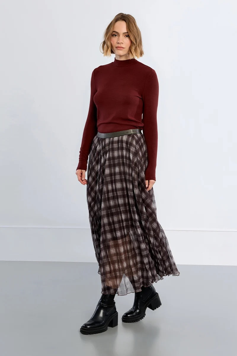 Checked Chiffon Flowy Skirt