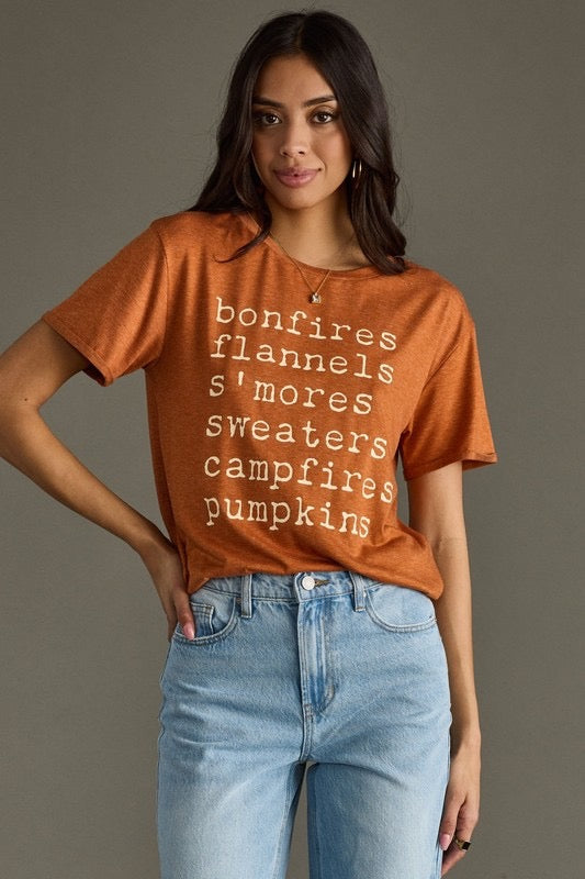 Bonfires, Flannels, S'mores Tee