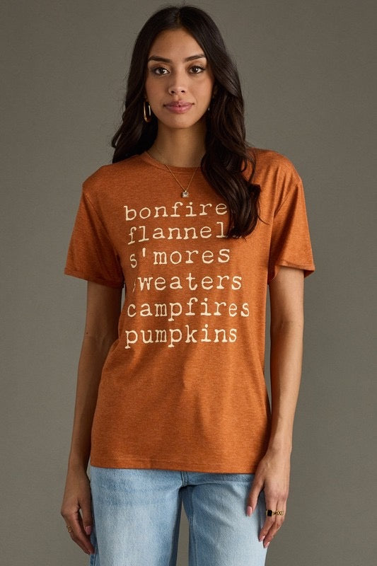 Bonfires, Flannels, S'mores Tee