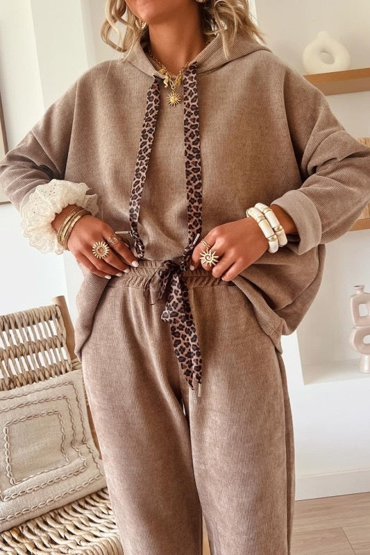 Stretch Corduroy Lounge Set with Detail Ties