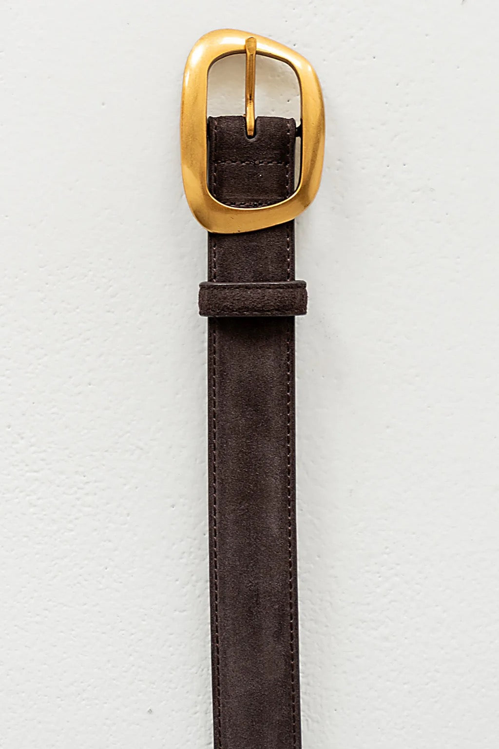 Suede Belt with Asymmetrical Buckle