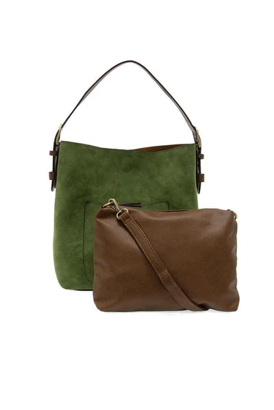 Dark Emerald Hobo Handle Rich Faux Suede Handbag