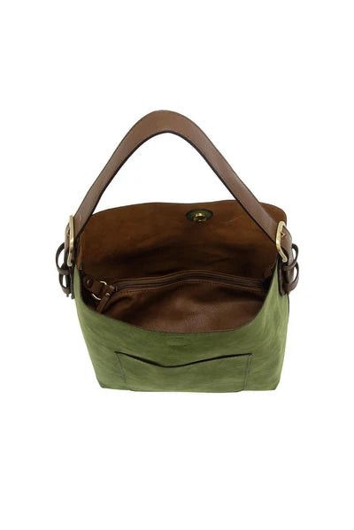 Dark Emerald Hobo Handle Rich Faux Suede Handbag