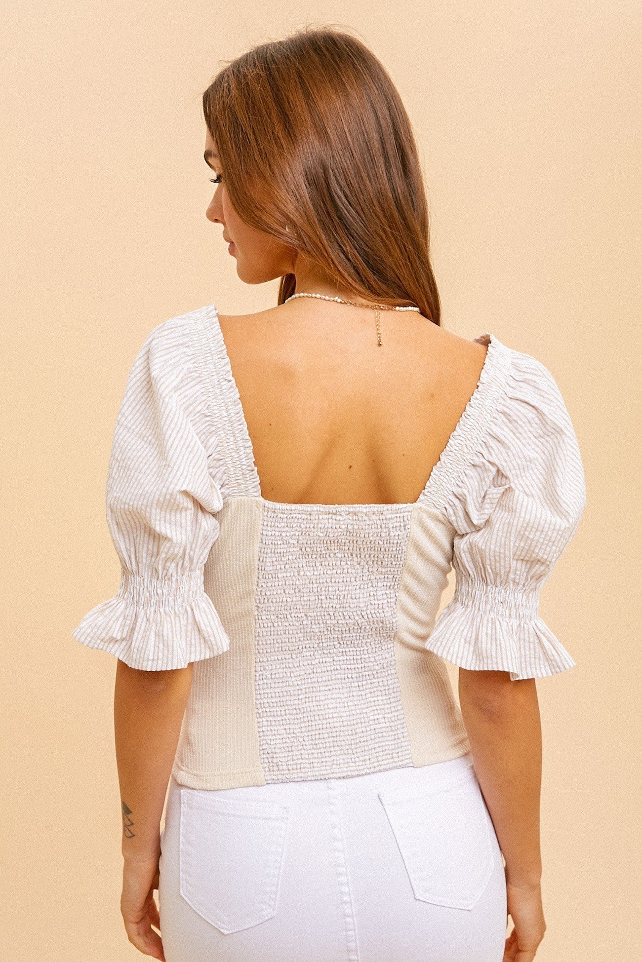 Another Love Bubble Sleeve Rib Top