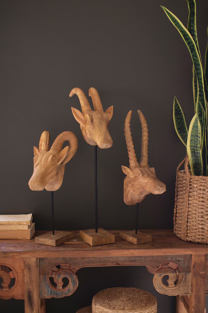 Carved Mango Wood African Animal Head