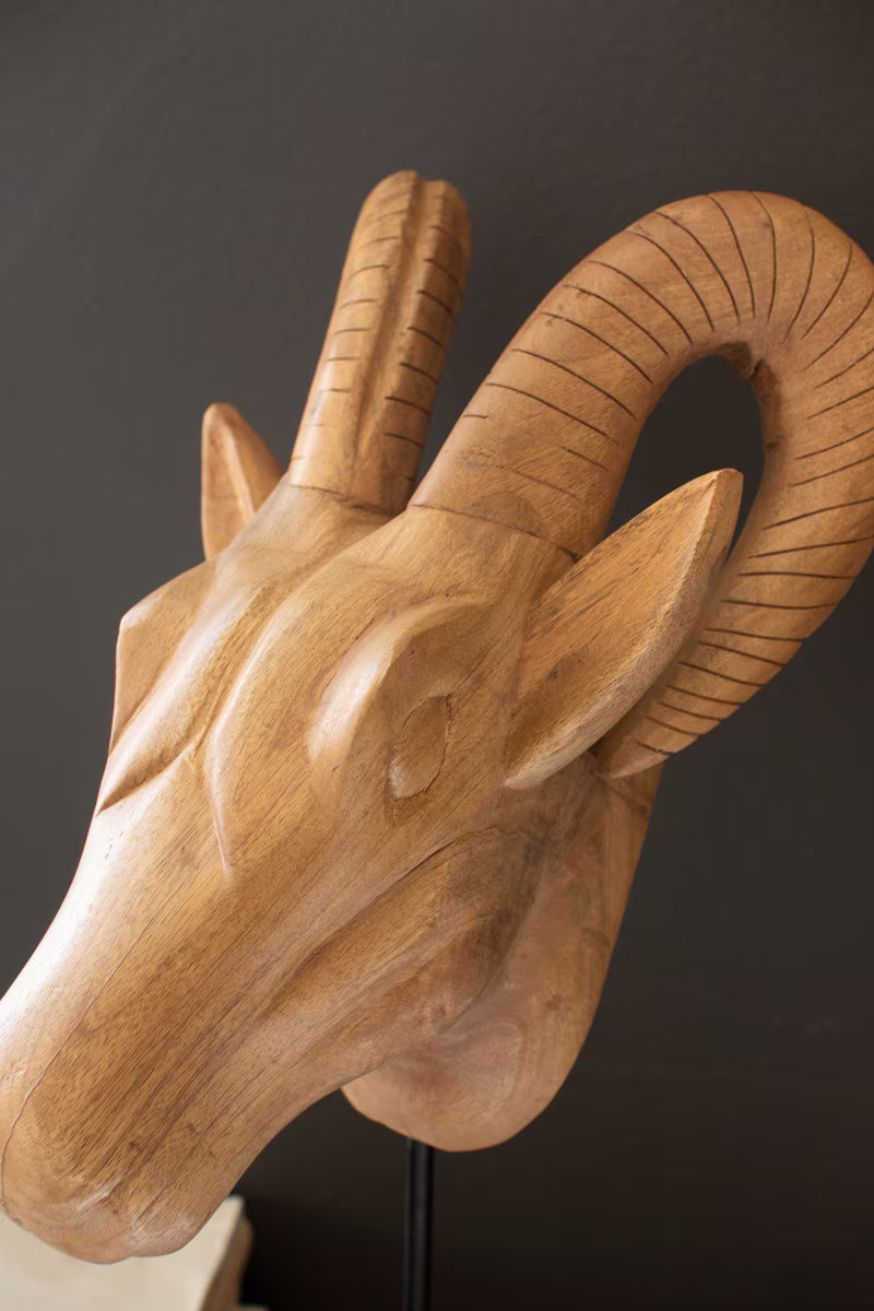 Carved Mango Wood African Animal Head