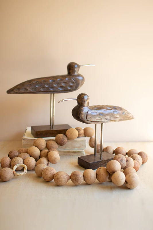Carved Wooden Shorebirds on Stands