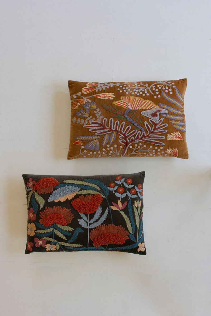 Embroidery Pillows with Flowers