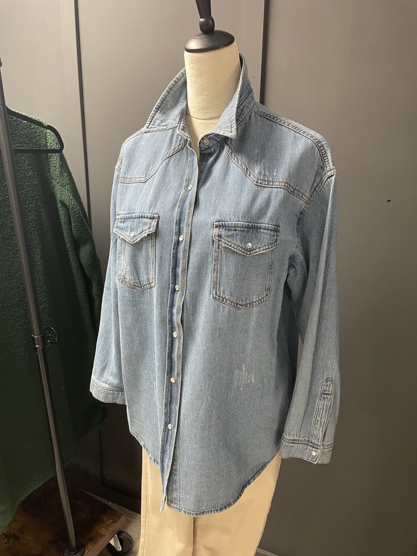 Risen Just For You Button Down Denim Top