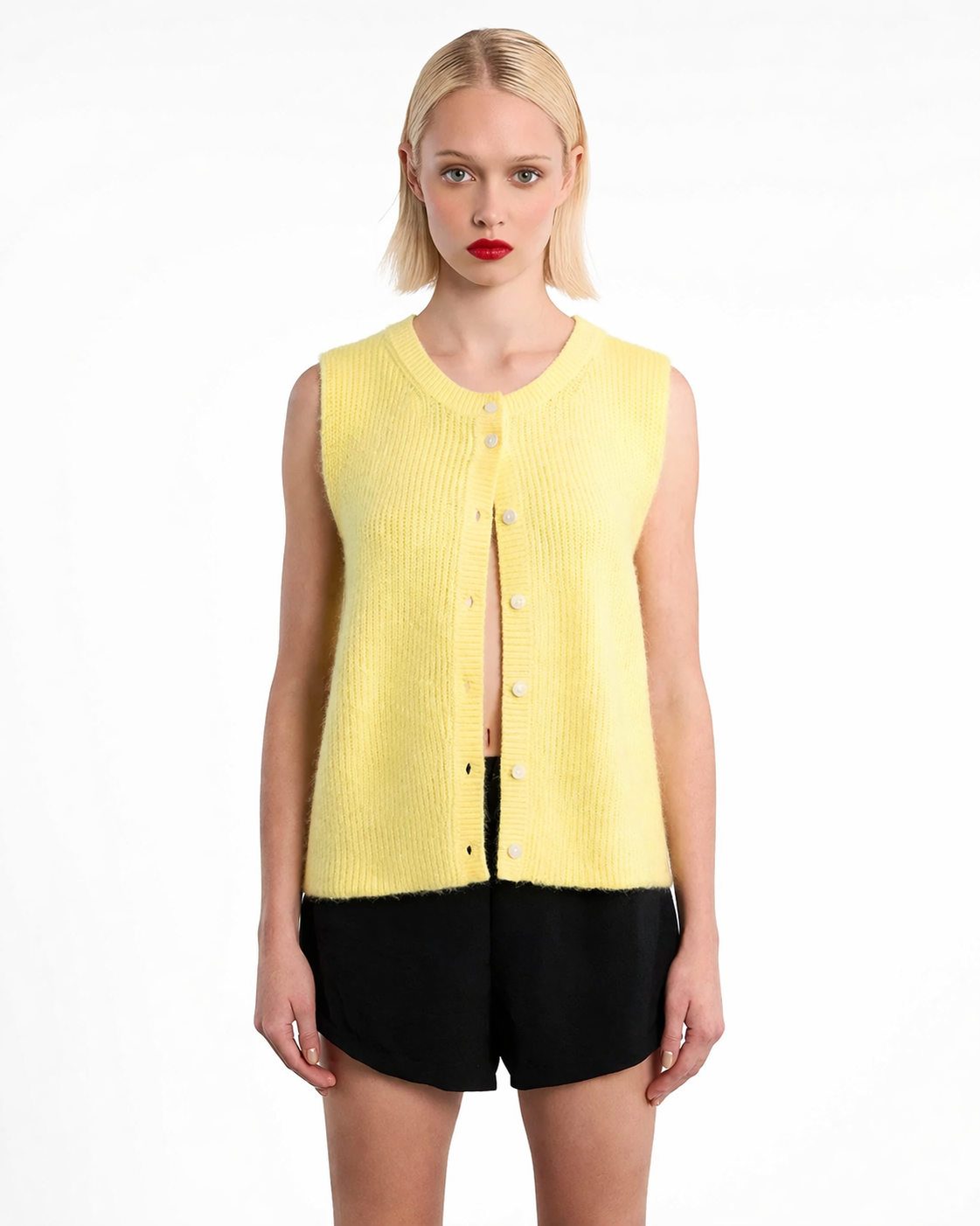 Sleeveless button cardigan