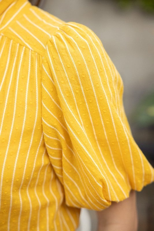 Mustard Striped Tie Blouse