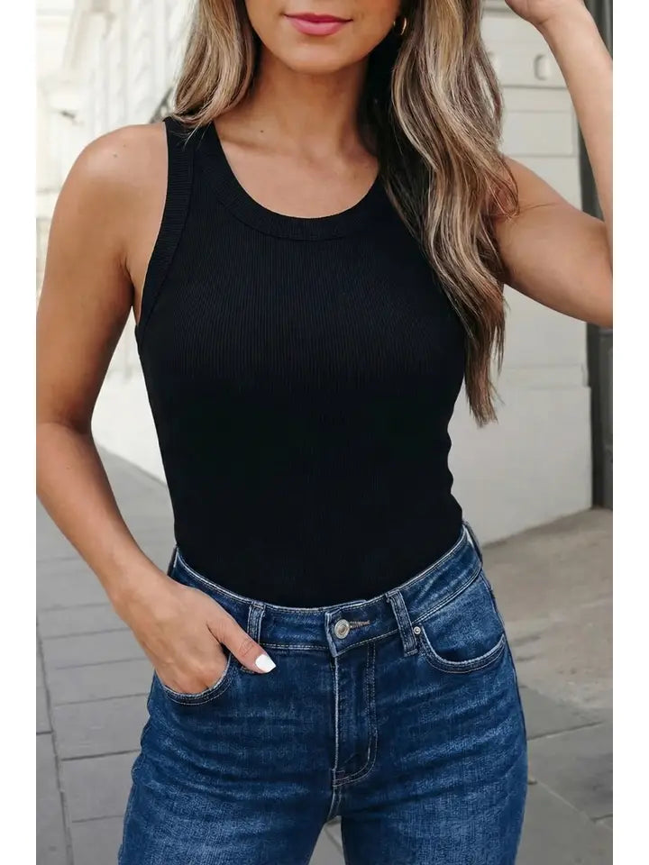 Slim Ribbed Built-in Bra Tank Top