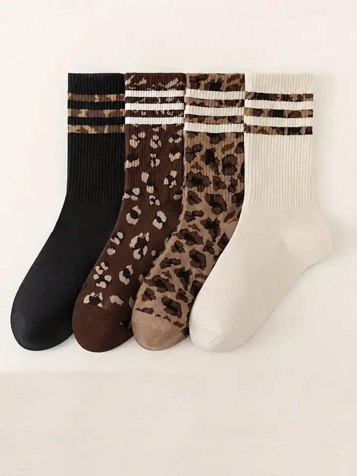 Animal Leopard Half Crew Throwback Socks