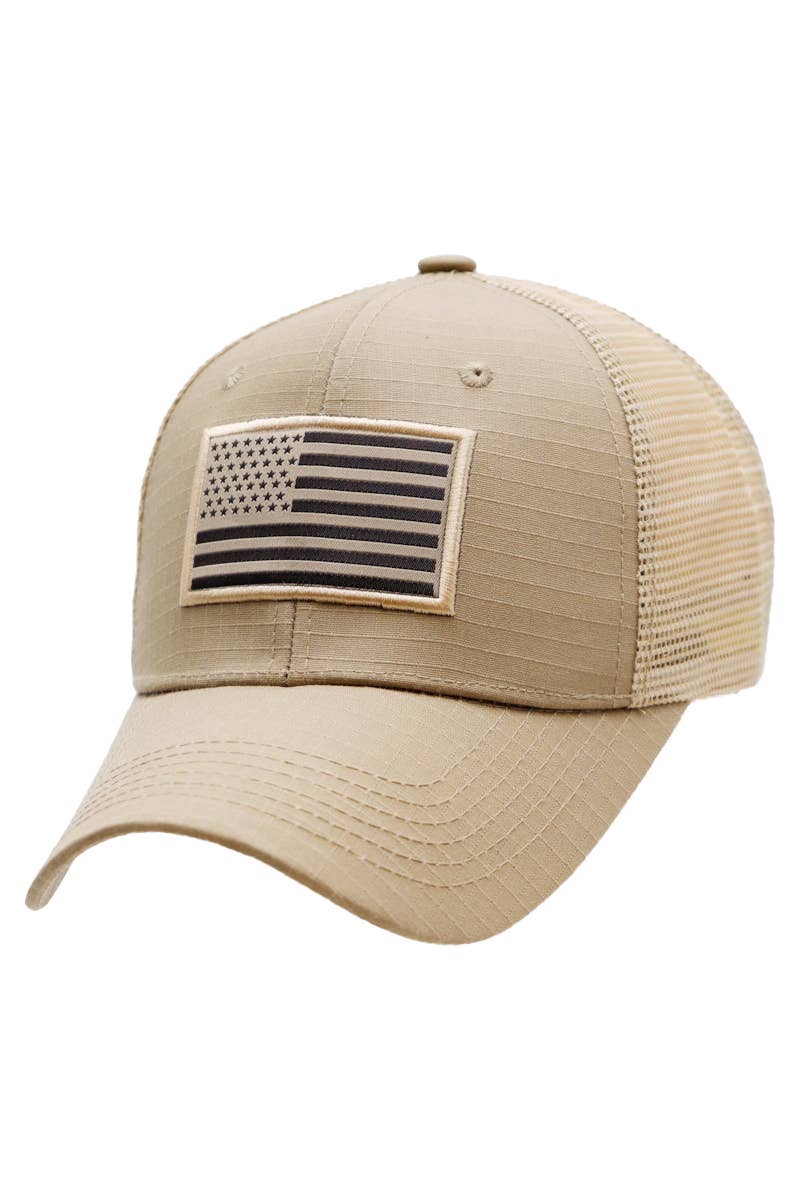 Solid American Flag Ripstop Trucker Hat