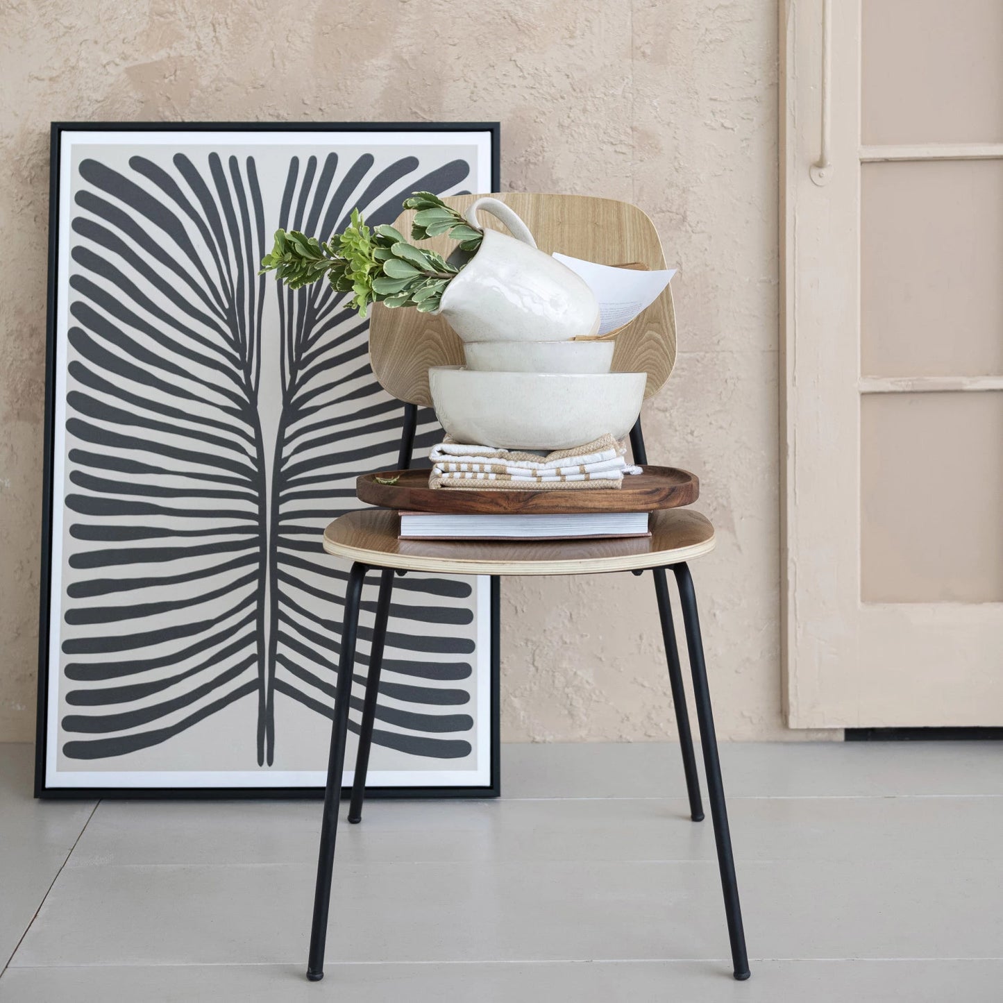 MDF Framed Textured Paper Wall Décor w/ Abstract Image