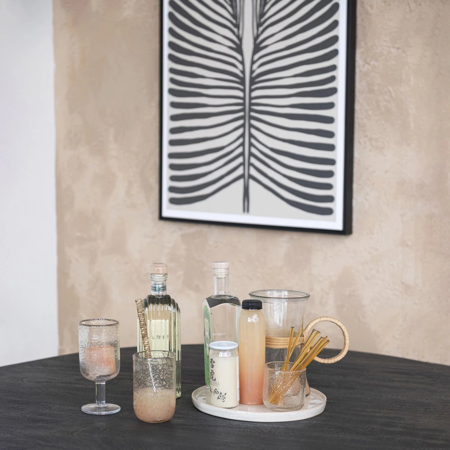 MDF Framed Textured Paper Wall Décor w/ Abstract Image