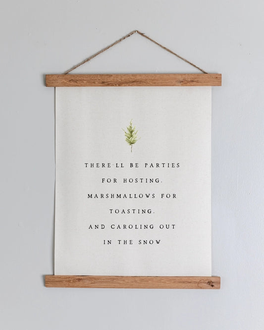 Canvas Wall Hanging - There'll Be Parties - Christmas