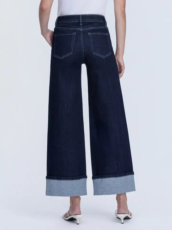 VERVET High Rise Dark Wash Cuffed Ankle Wide Leg Jeans