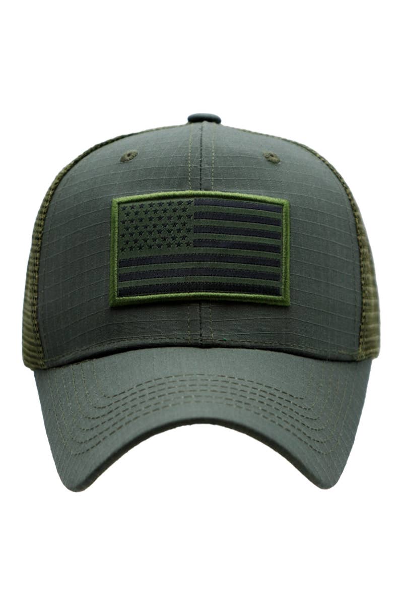Solid American Flag Ripstop Trucker Hat