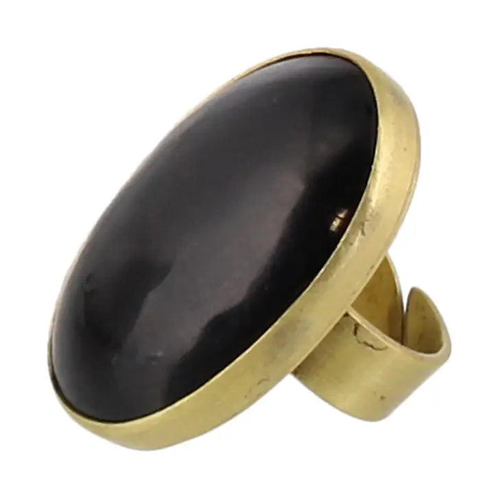 Bezel Set Ring, Brass - Horn