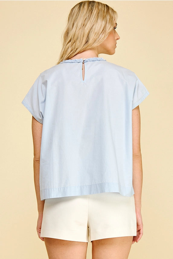 Floral Embroidered Detail Top