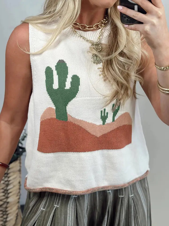 Desert-Inspired Sleeveless Knit Vest