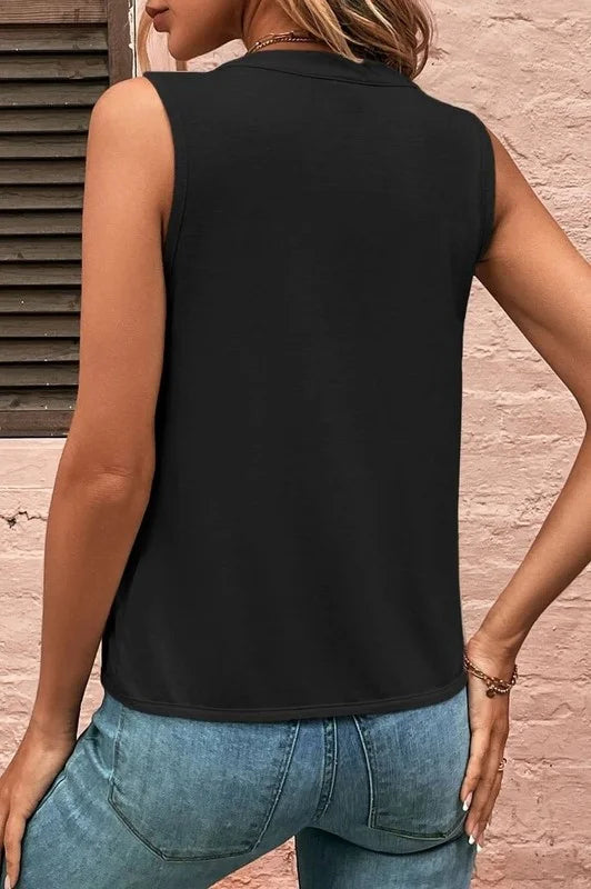 Pleated Front Sleeveless Top