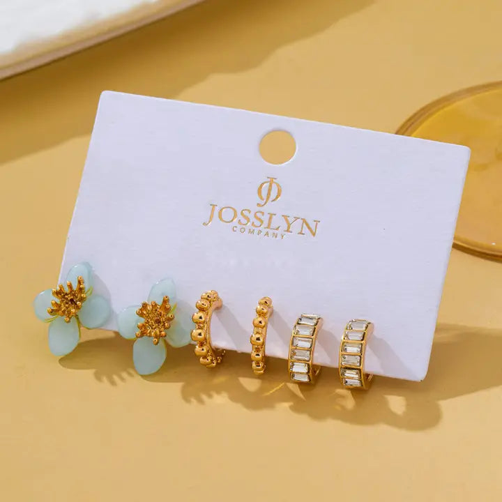 Flower Stud & Baguette Set