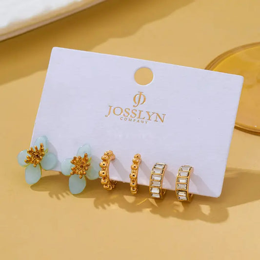Flower Stud & Baguette Set