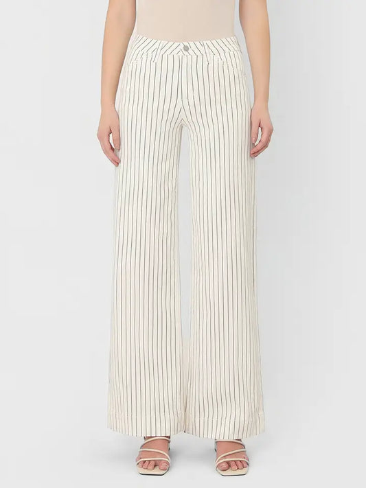 VERVET High Rise Striped Wide Leg Jeans