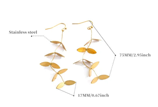 Leaf Minimalist Long Drop Earring