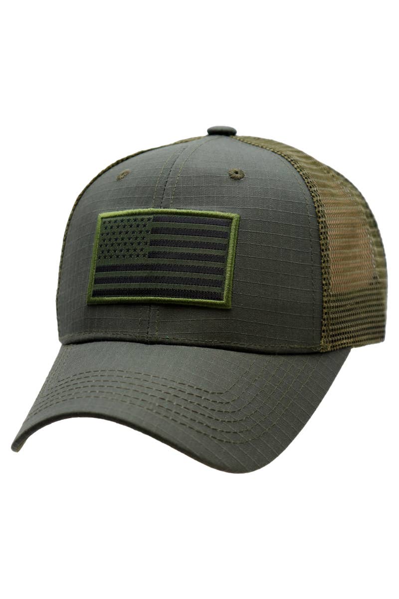 Solid American Flag Ripstop Trucker Hat