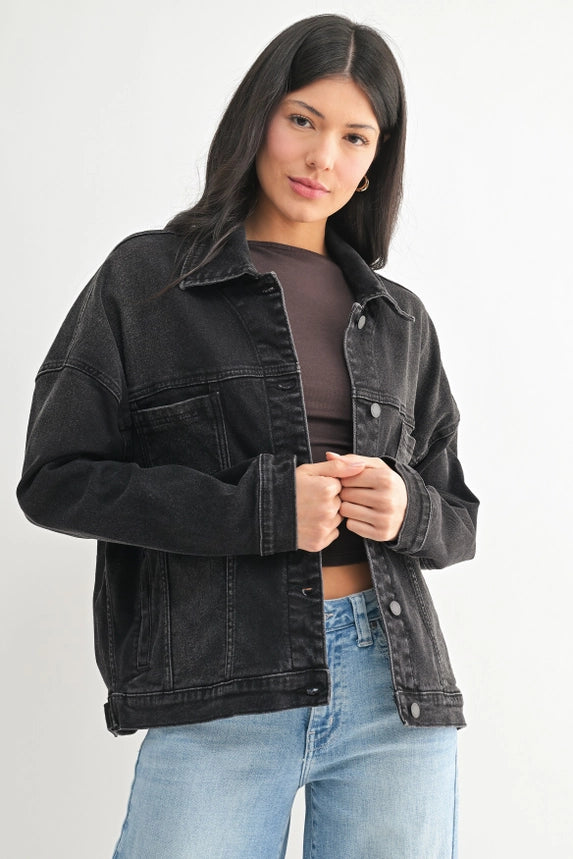 Oversized Utility Pocket Denim Jacket