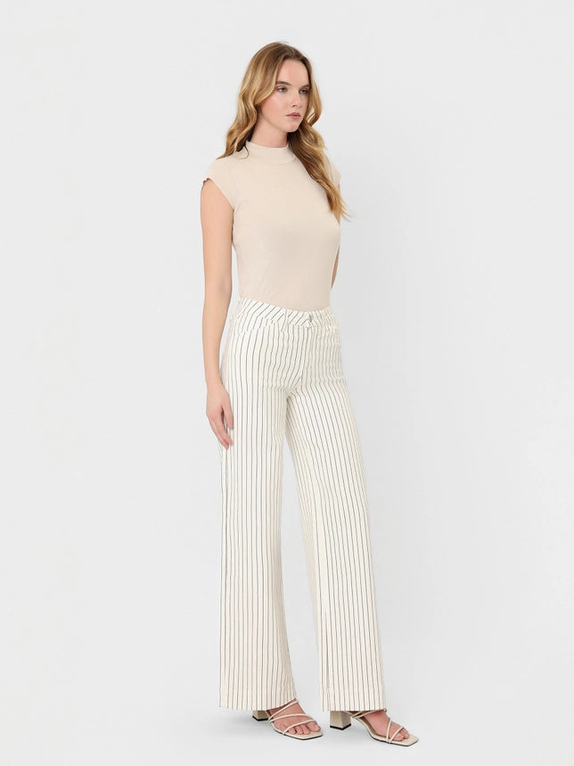 VERVET High Rise Striped Wide Leg Jeans