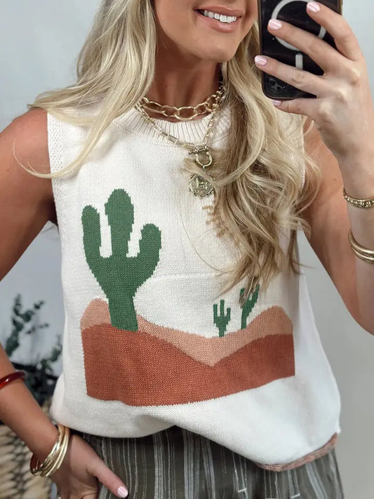 Desert-Inspired Sleeveless Knit Vest